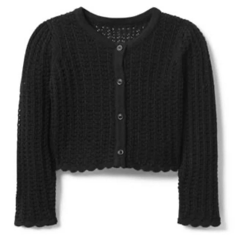 Janie and Jack Girl Black Eyelet Cardigan 3-6M